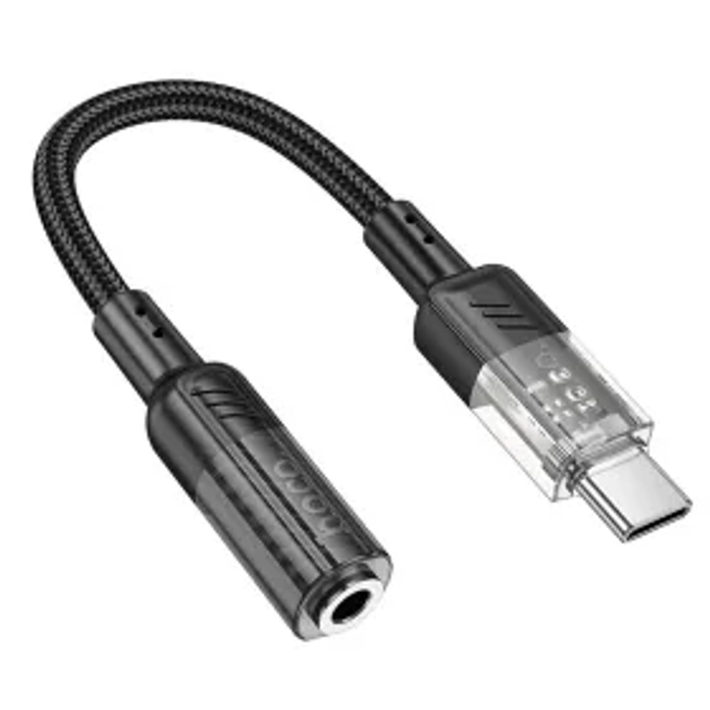 HOCO adaptér průhledný typ C na 3,5mm Spirit LS37 black