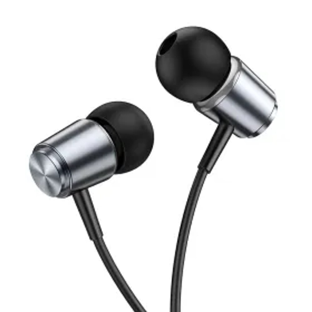 HOCO drátová sluchátka Jack 3,5 mm s mikrofonem M108 kovově šedá