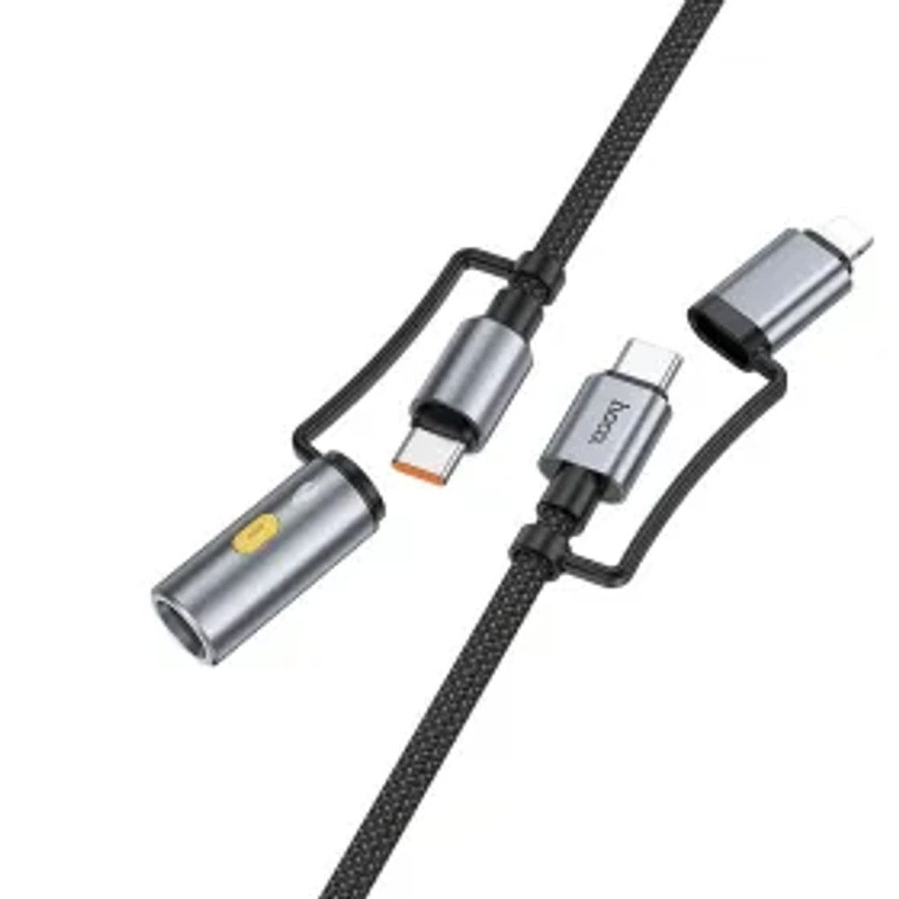 HOCO kabel All-in-one typ C / Lightning na typ C / zapalovač PD 3A 60W U138 1,2 m šedý