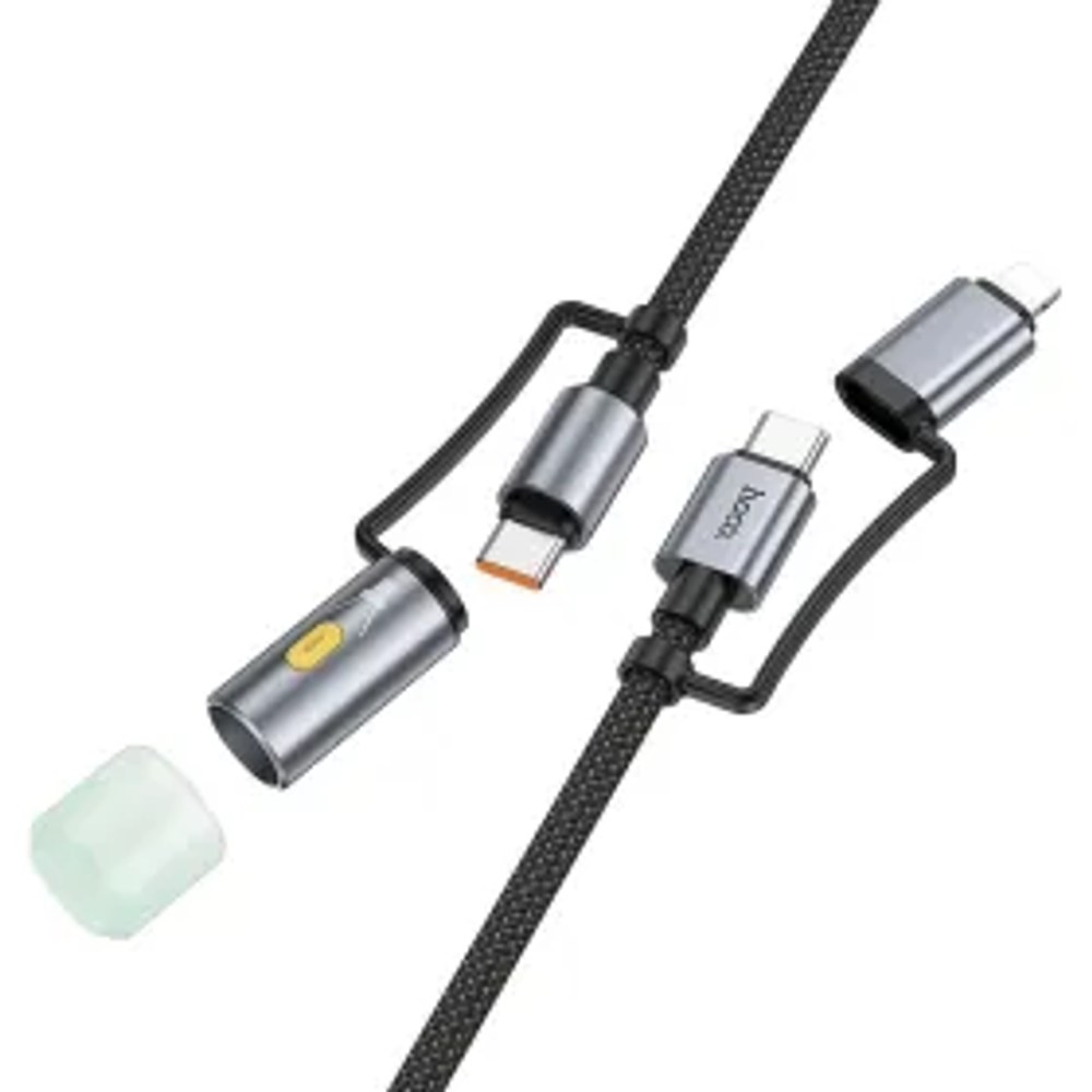 HOCO kabel All-in-one Type C / Lightning na Type C / LED Light PD 3A 60W U138 1,2 m černý