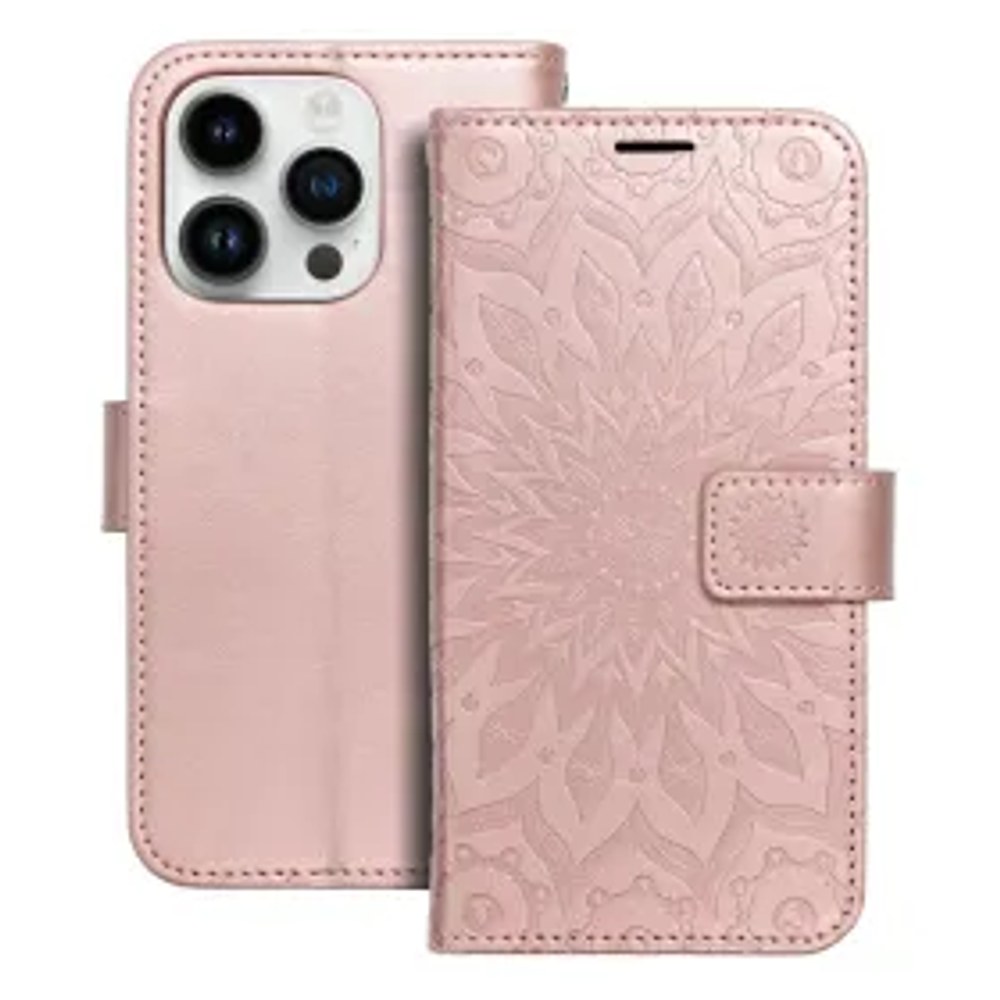 MEZZO Book pouzdro pro IPHONE 14 Pro mandala rose gold