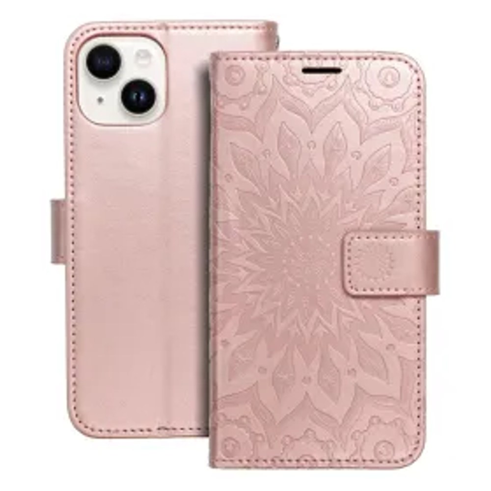 MEZZO Pouzdro typu kniha pro IPHONE 14 mandala rose gold