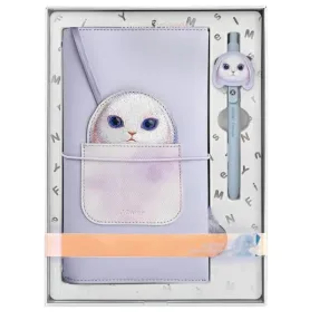 NIMMY set 2v1 zápisník + pero BIG EYED PET 2.0 Rabbit fialový