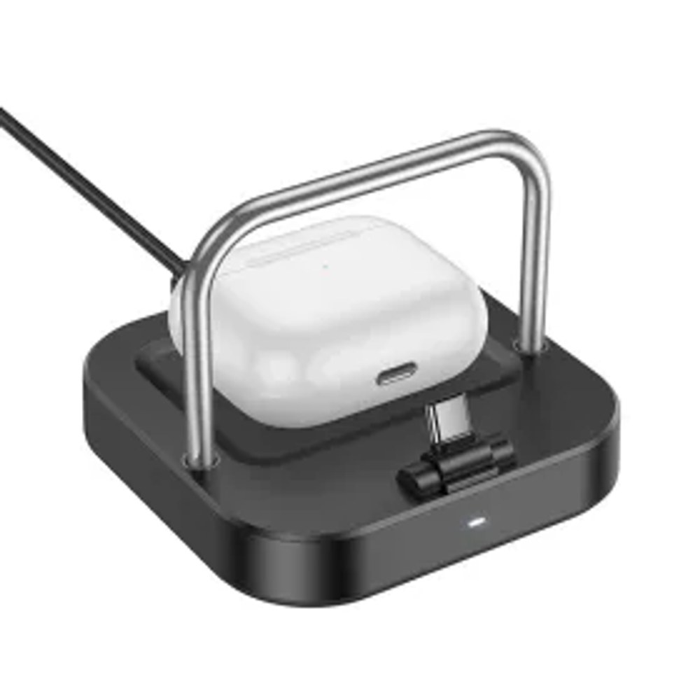 Stolní nabíječka HOCO 2v1 typ C + bezdrátové nabíjení 5W PD QC 3A 30W CQ16B černá