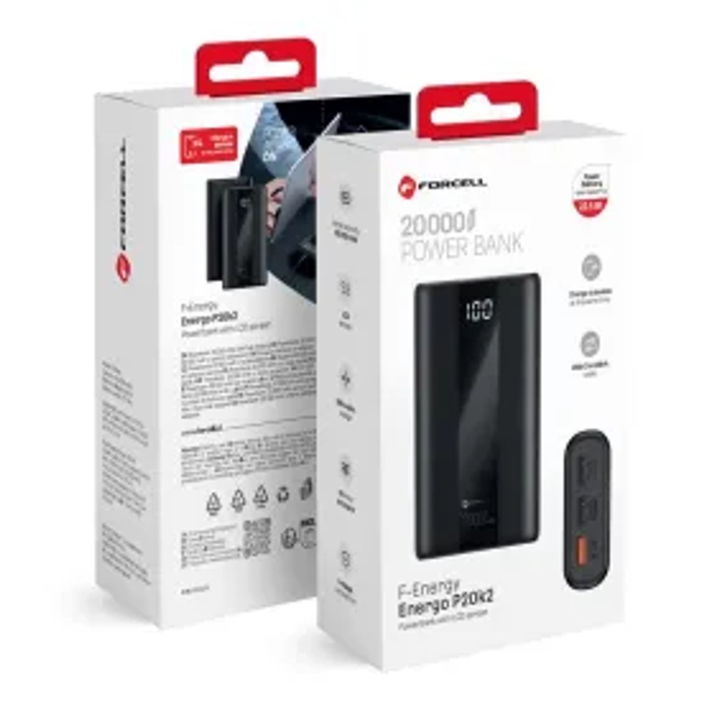 F-ENERGY P20K2 Energo powerbank PD QC3.0 3A 22,5W 20000 mAh černá