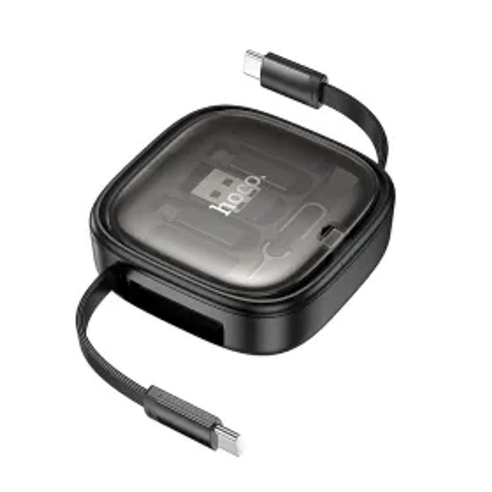 HOCO kabel All-in-one zatahovací nabíjecí datový kabel PD 3A 60W U140 0,95 m černý