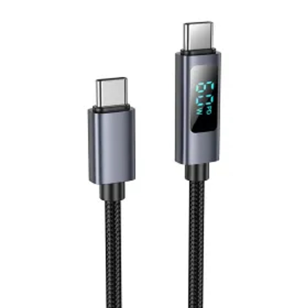 HOCO kabel typ C na typ C s displejem 3A 60W X112 1 m černý