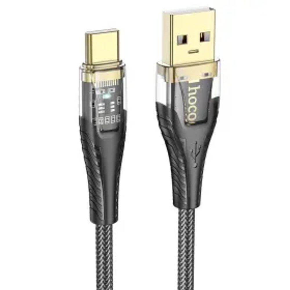 Kabel USB A na USB C Hoco 2,4A 1,2 m U121 černý transparentní