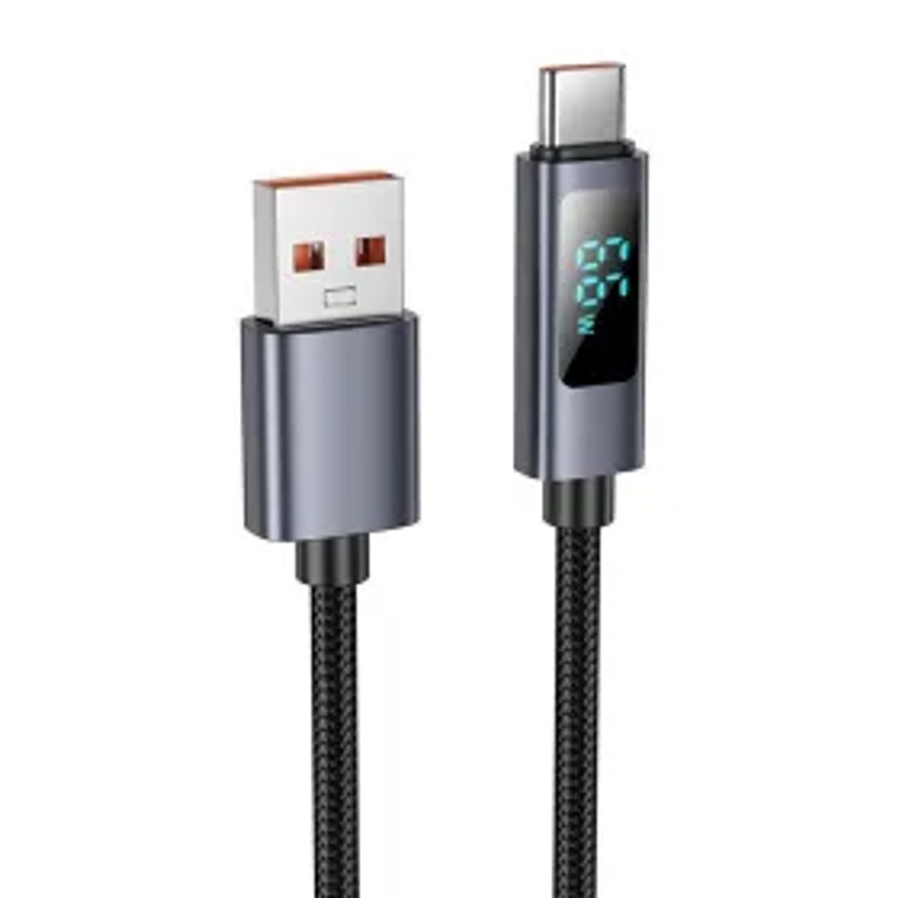 Kabel USB A na USB C Hoco 5A s displejem 1 m X112 černý