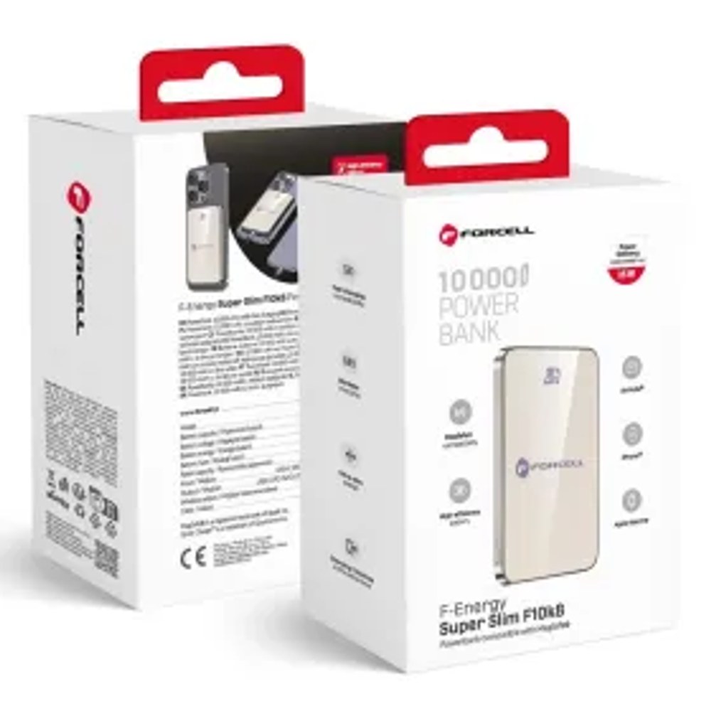 F-ENERGY F10K8 Super Slim powerbank kompatibilní s MagSafe PD3.0 QC4.0 15W 10000 mAh titanový dezert