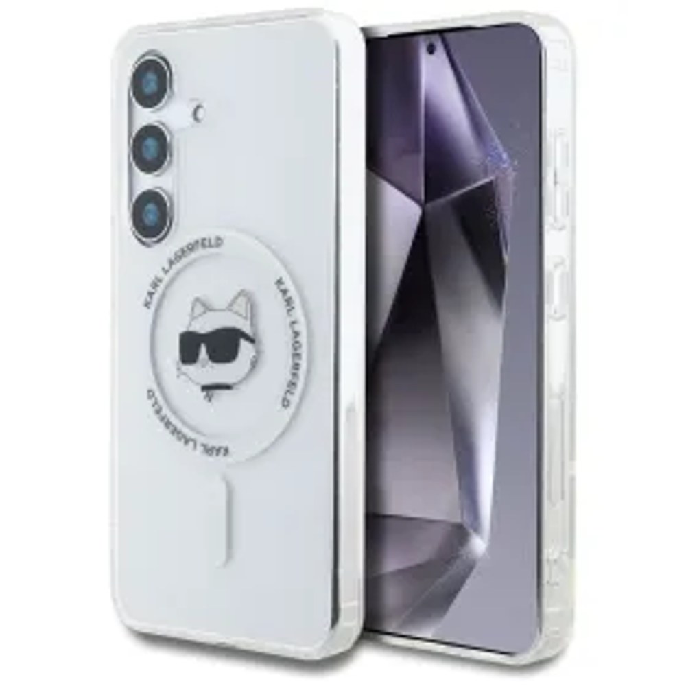 KARL LAGERFELD pouzdro pro SAMSUNG S25 Plus KLHMS25MHLSCHH (Magnetic IML Metal Choupette Head) bílé