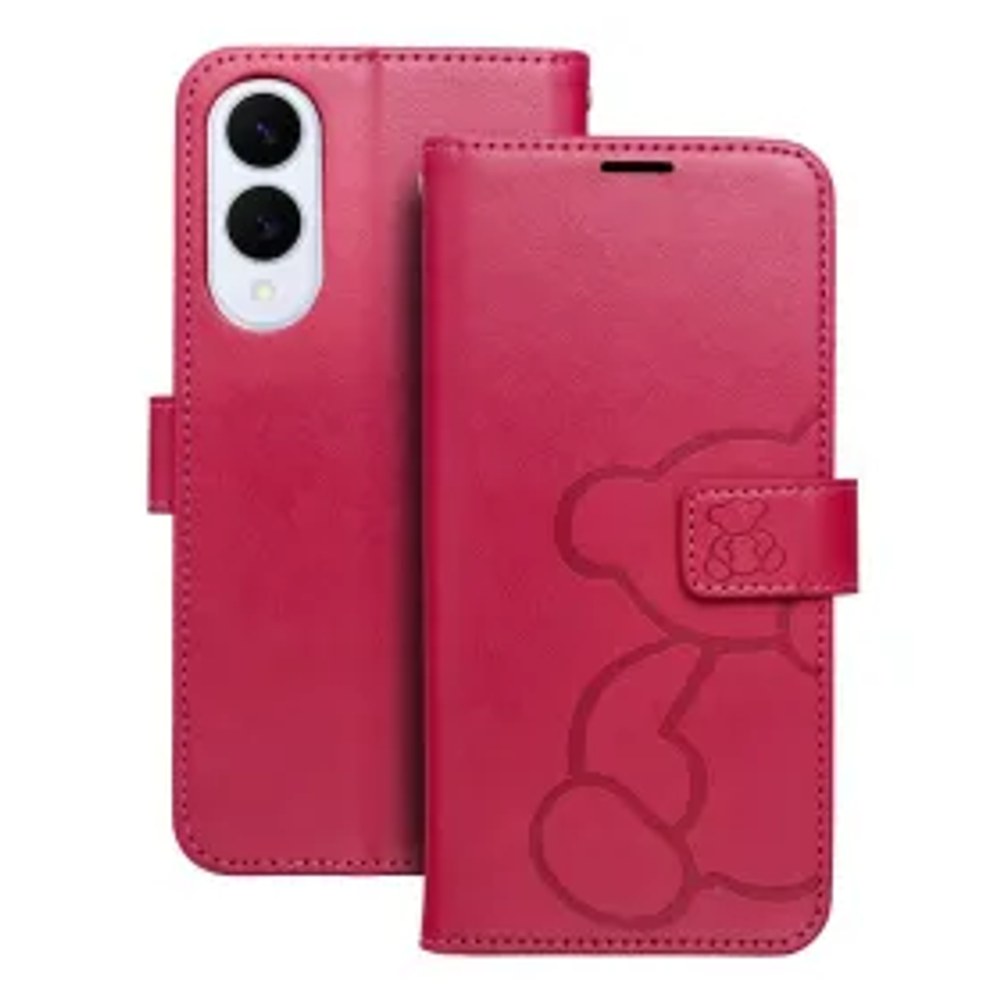 MEZZO Pouzdro typu kniha pro SAMSUNG S25 Edge medvídek magenta