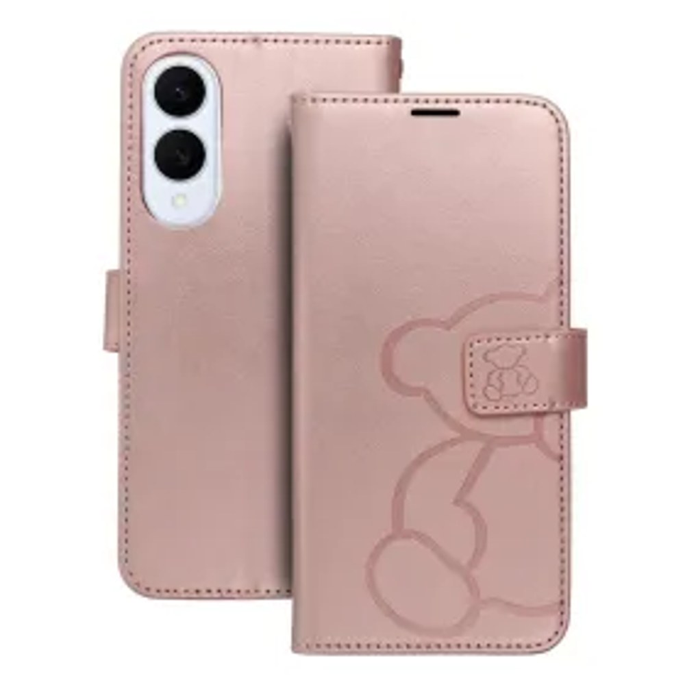 MEZZO Pouzdro typu kniha pro SAMSUNG S25 Edge medvídek růžovozlaté