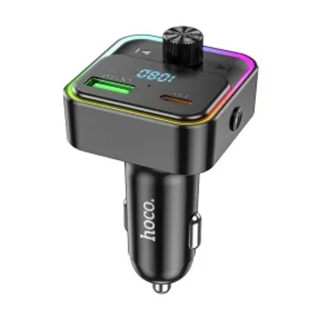 Nabíječka do auta HOCO Bravery PD30W QC3.0 + vysílač FM Bluetooth E81 černá