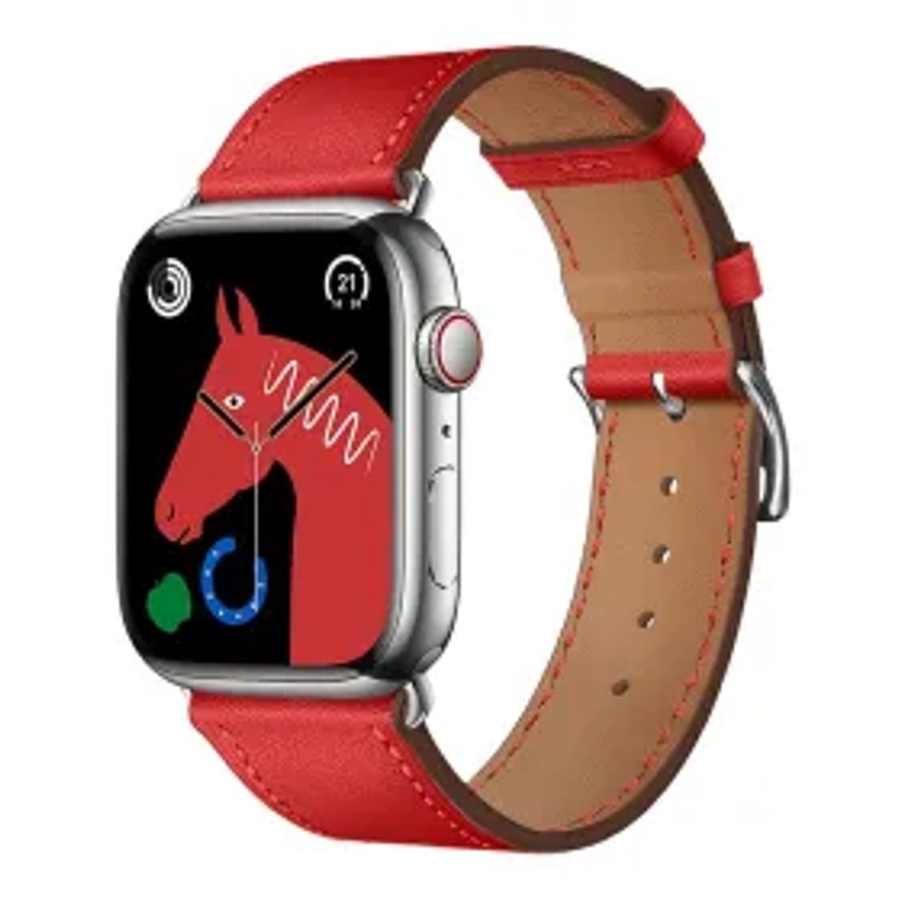 F-DESIGN FA20 magnetický řemínek z ekokůže pro hodinky APPLE Watch 42 / 44 / 45 / 49 mm červený