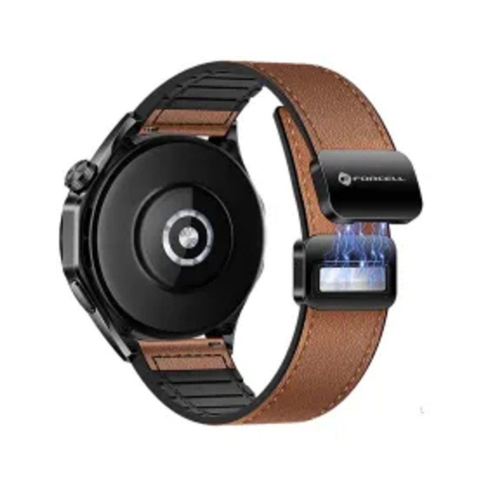 F-DESIGN FS20 magnetický řemínek z ekokůže pro hodinky SAMSUNG Watch 22 mm hnědý