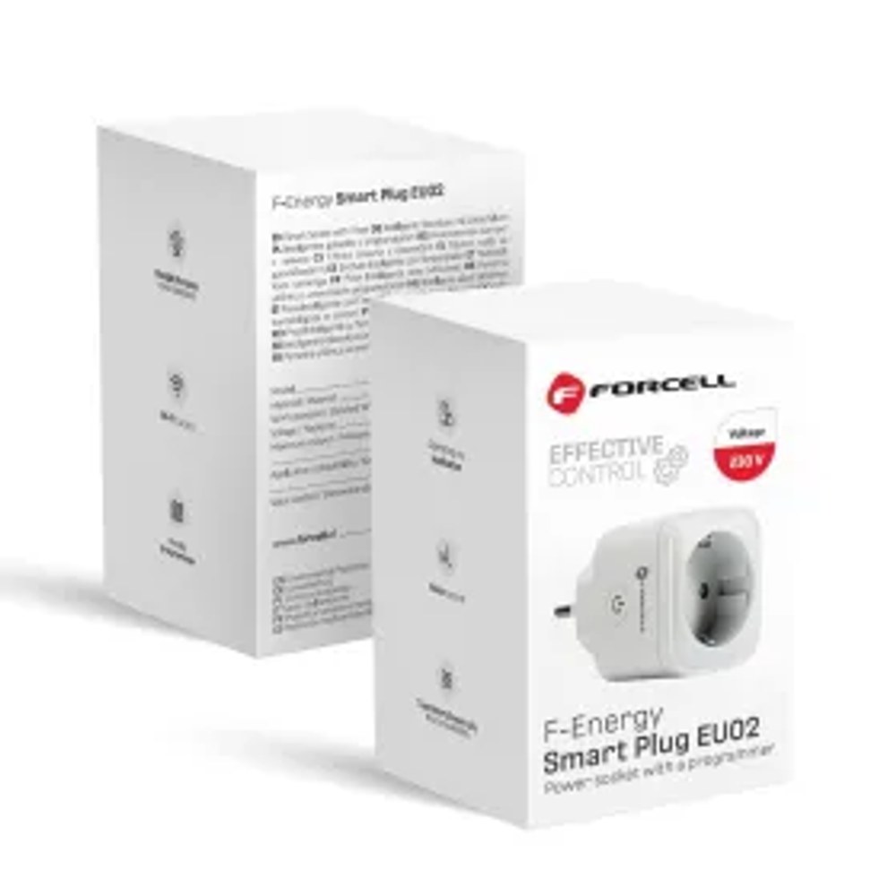 F-ENERGY EU02 Smart Plug 230V s WiFi, programátorem a podporou Tuya/Amazon Alexa - bílá