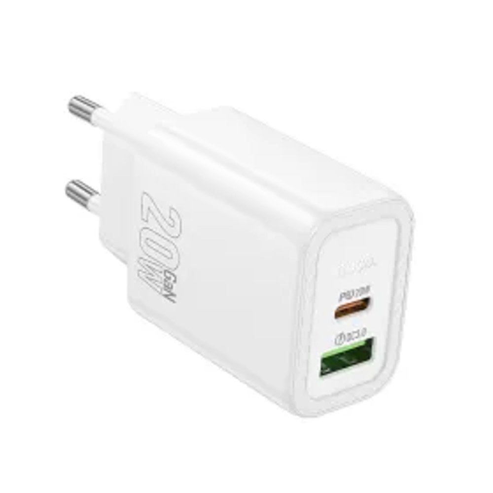 Nástěnná nabíječka HOCO USB A + typ C PD QC3.0 3A 20W N61 bílá