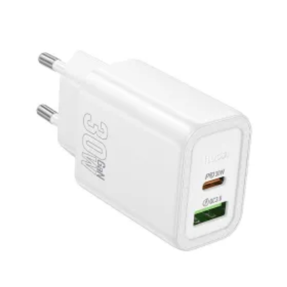 Nástěnná nabíječka HOCO USB A + typ C PD QC3.0 3A 30W N63 bílá
