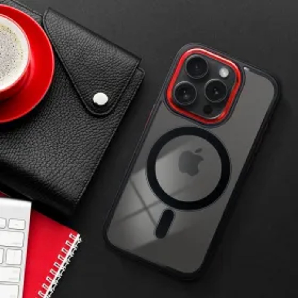 Pouzdro COLOR EDGE MAG COVER kompatibilní s MagSafe pro IPHONE 13 černé červené