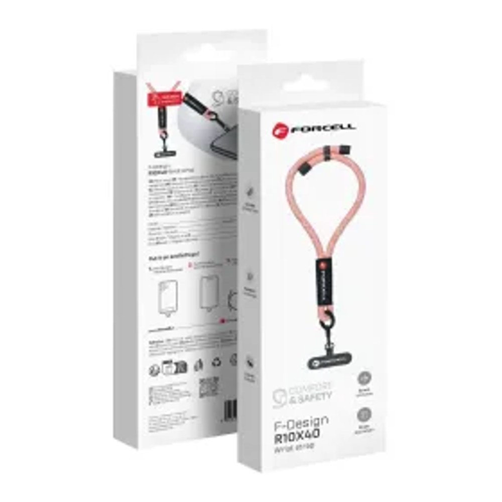 F-DESIGN R10X40 šňůrka na zápěstí s nastavitelnou délkou (max. 20 cm v poutku) růžová bílá
