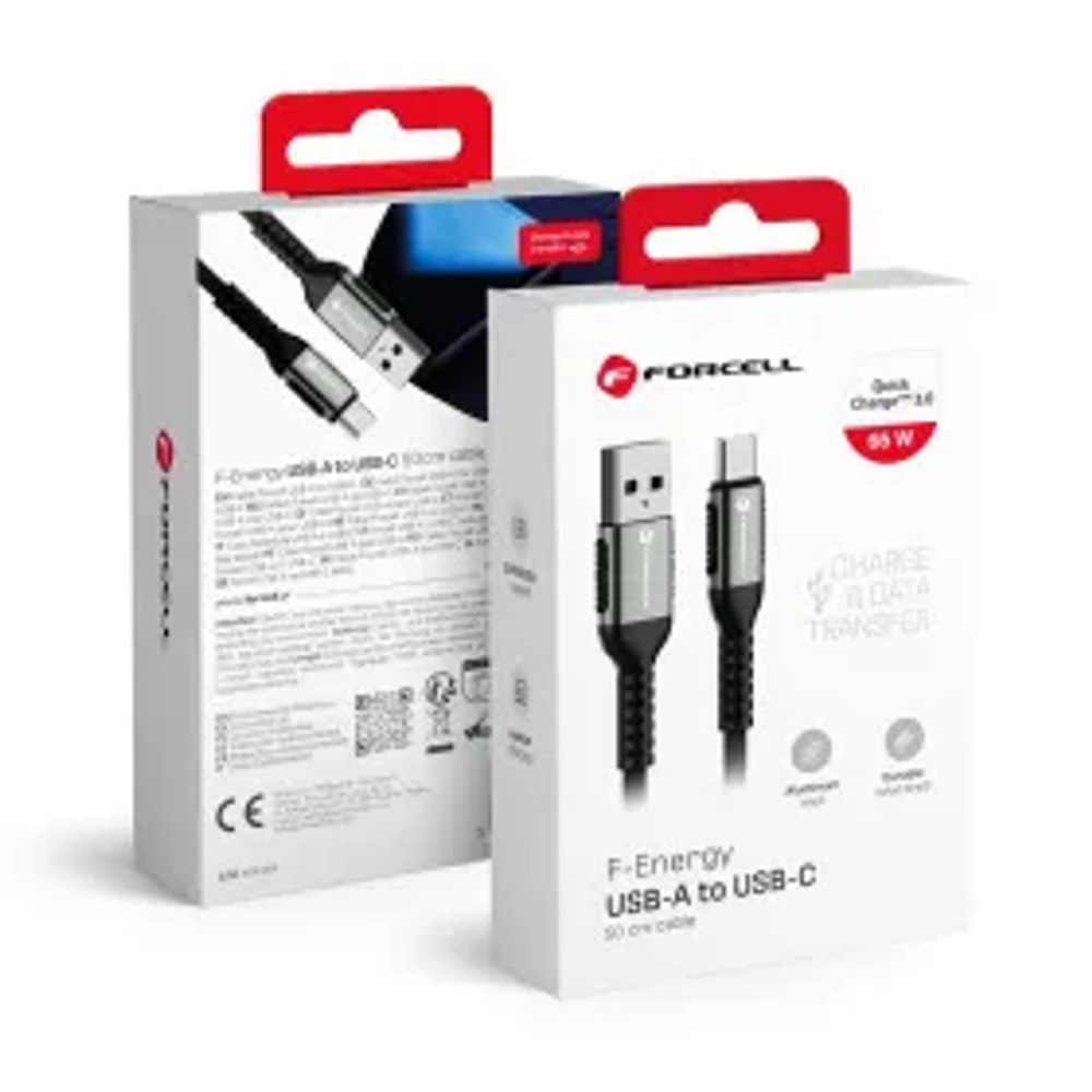 F-ENERGY C256 kabel USB A na typ C QC4.0 3A 66W Cafule 0,5 m černý