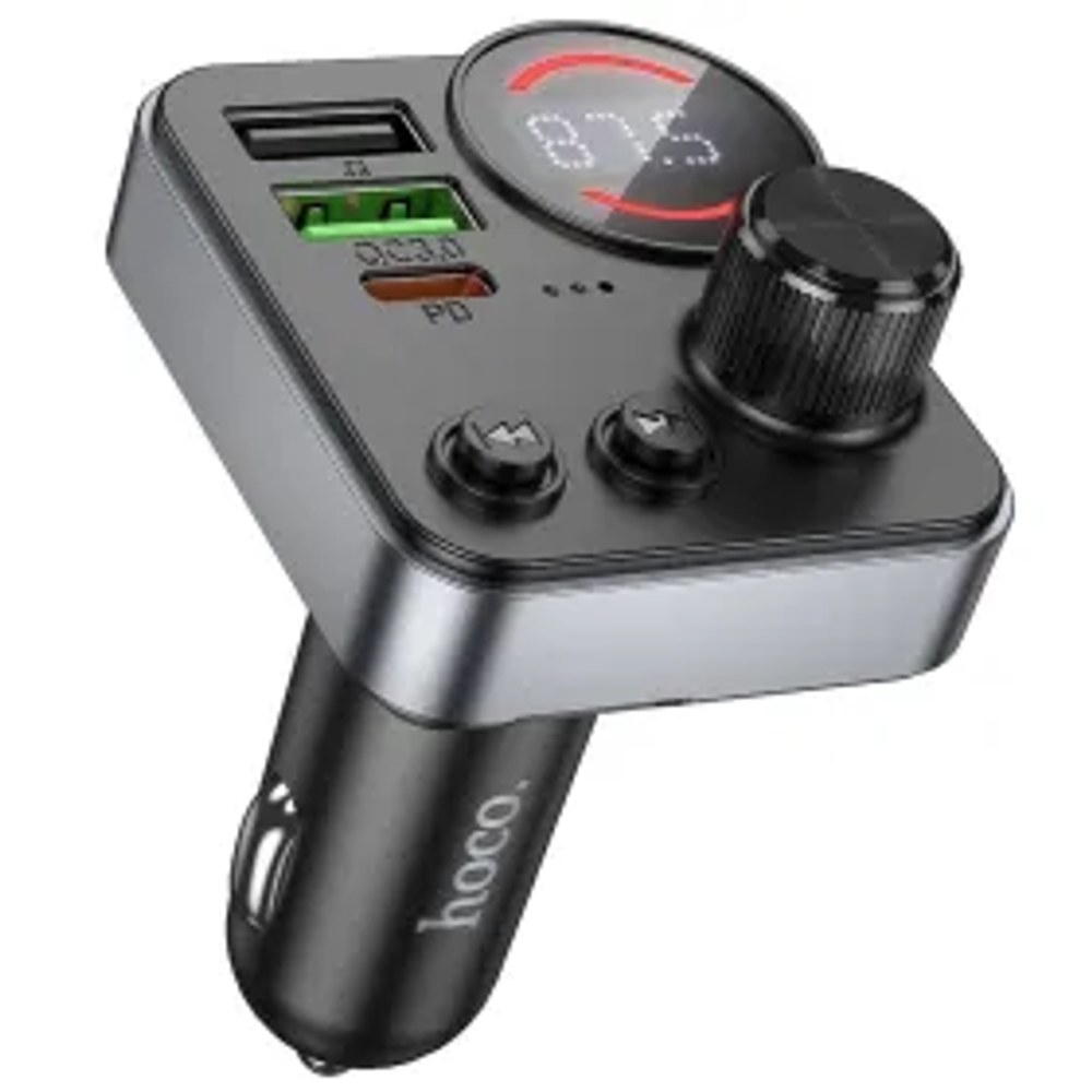 HOCO vysílač do auta FM bluetooth 2 x USB A + Type C PD QC3.0 48W E86 černý