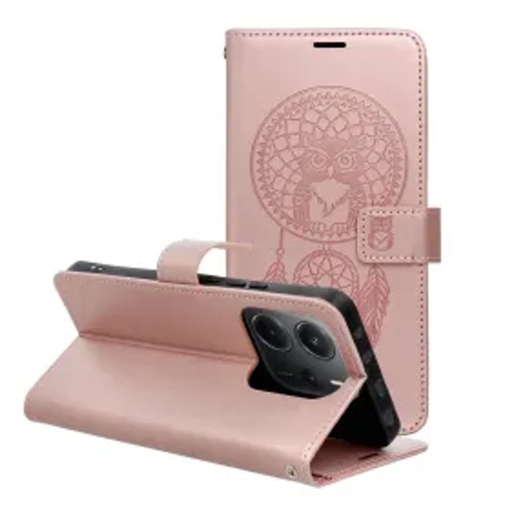 MEZZO Book pouzdro pro XIAOMI Redmi Note 14 4G (GLOBAL - 164,84mm x 78,15mm x 8,16mm) dreamcatcher rose gold