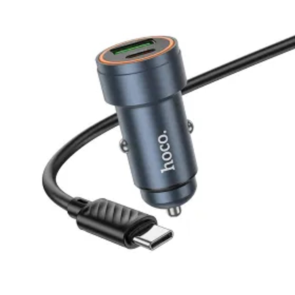 Nabíječka do auta Hoco USB A + USB C QC3.0 PD 30W + kabel USB C na USB C Z57A černá