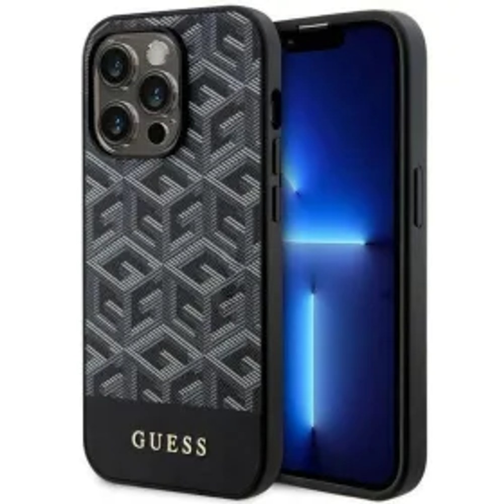 Originální čelní kryt GUESS GUHMP14LHGCFSEK pro iPhone 14 PRO (MAG GCUBE / černý)