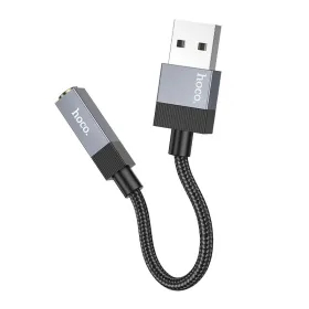 Adaptér AUX USB A (samec) na Jack 3,5 mm (samice) Hoco UPA32D černý