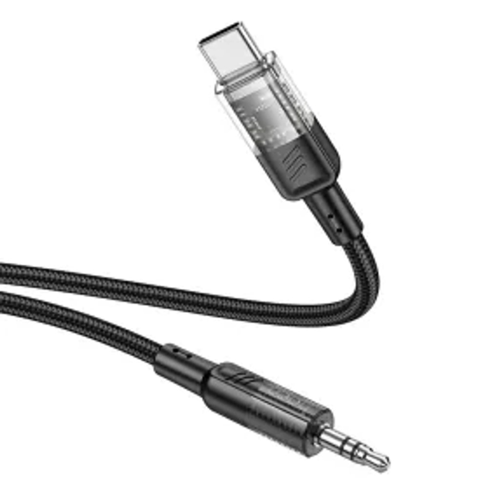 Kabel AUX Jack 3,5 mm na USB C Hoco 1,2 m UPA27 černý