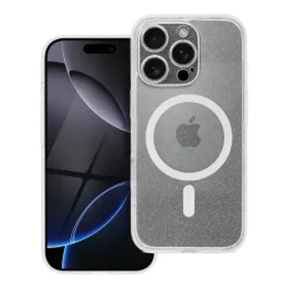 ČIRÉ pouzdro MAG COVER s ochranou fotoaparátu kompatibilní s MagSafe pro IPHONE 17 Plus transparentní třpytky