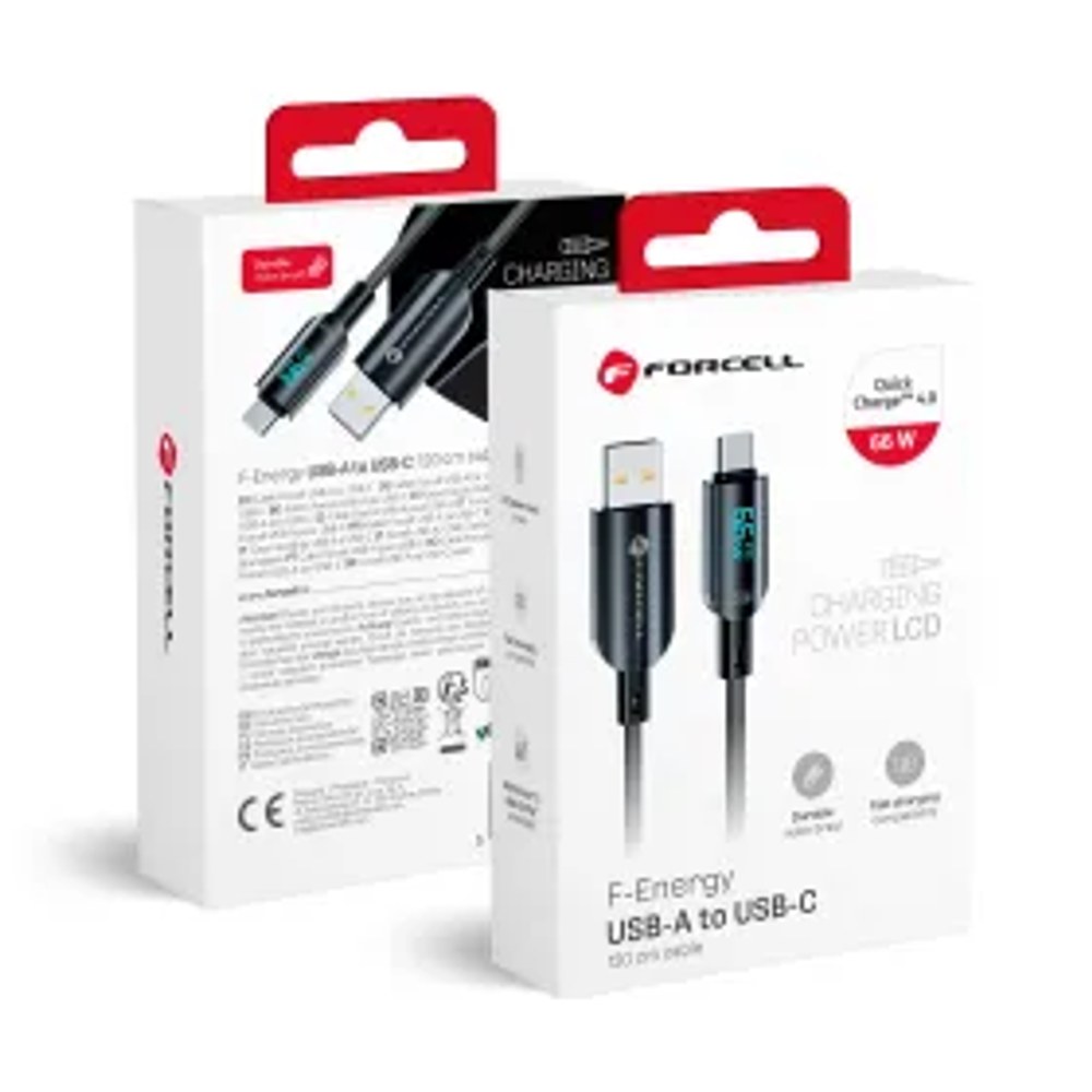 F-ENERGY C272 kabel USB A na typ C QC4.0 3A 66W Digital 1,2 m černý