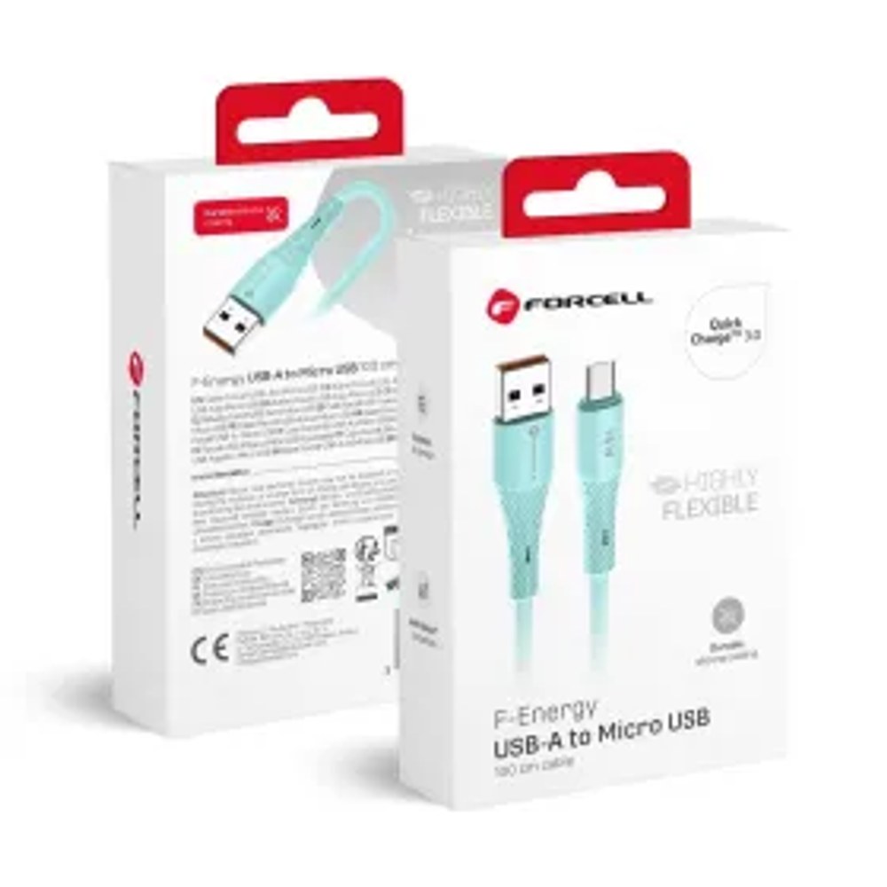 F-ENERGY C341 kabel USB A na Micro USB QC3.0 2,4A 18W silikonový 1 m modrý