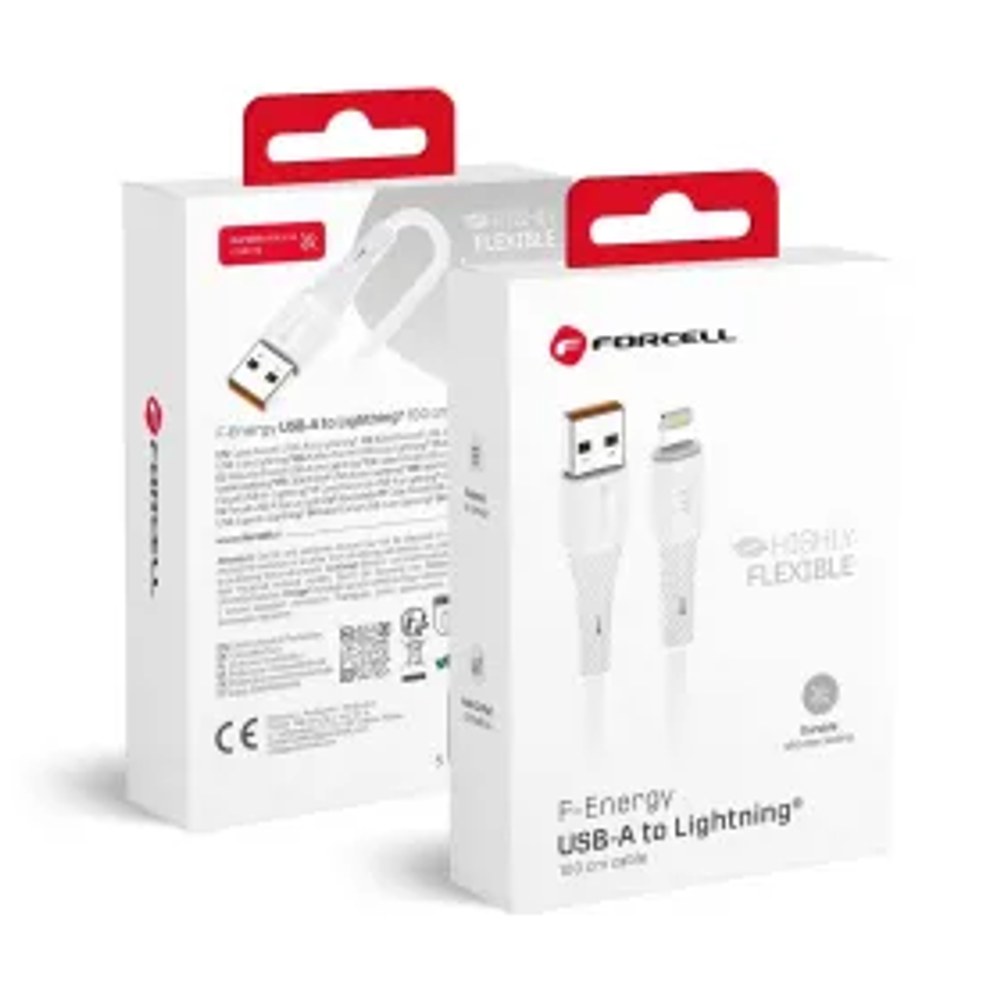 F-ENERGY C343 kabel USB A na Lightning 2,4A 12W silikonový 1 m bílý