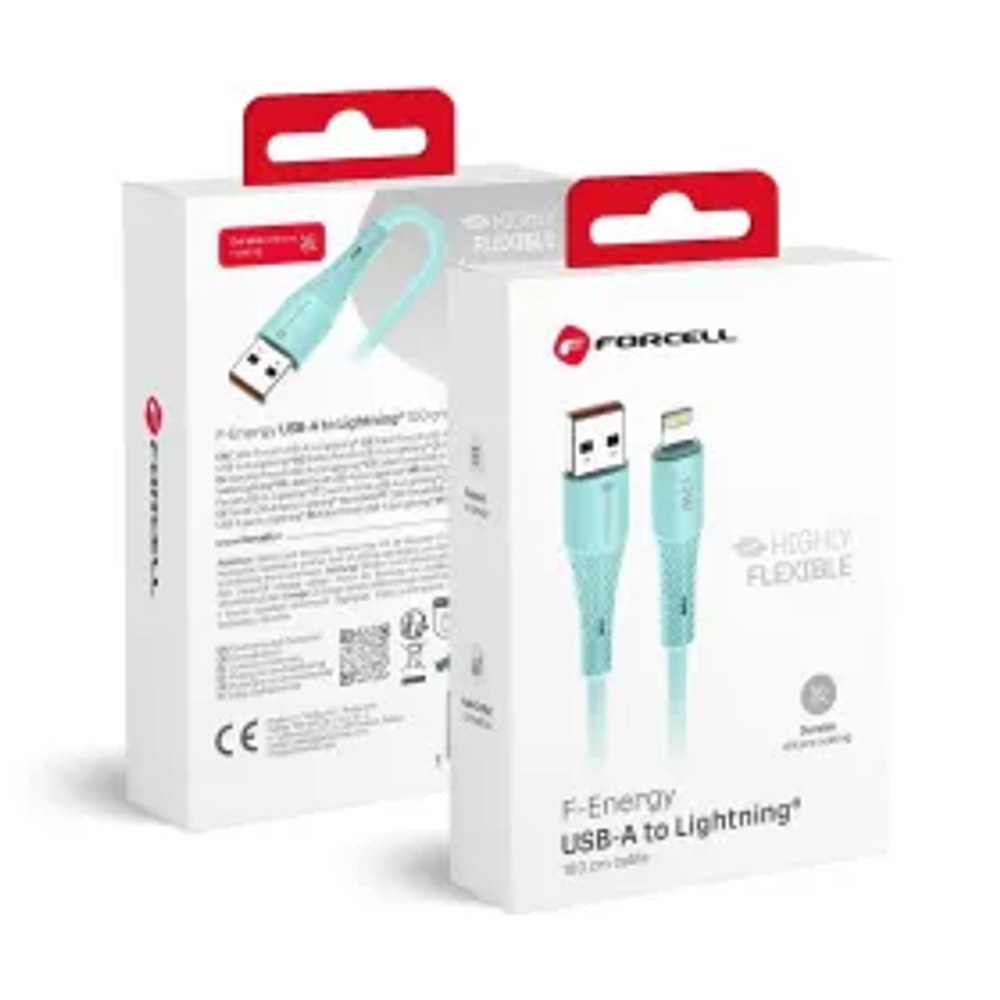 F-ENERGY C343 kabel USB A na Lightning 2,4A 12W silikonový 1 m modrý