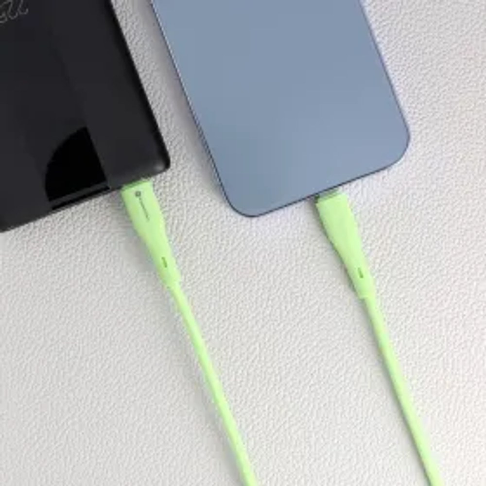F-ENERGY C346 kabel Type C to Lightning PD 3A 27W Silicone 1 m zelený