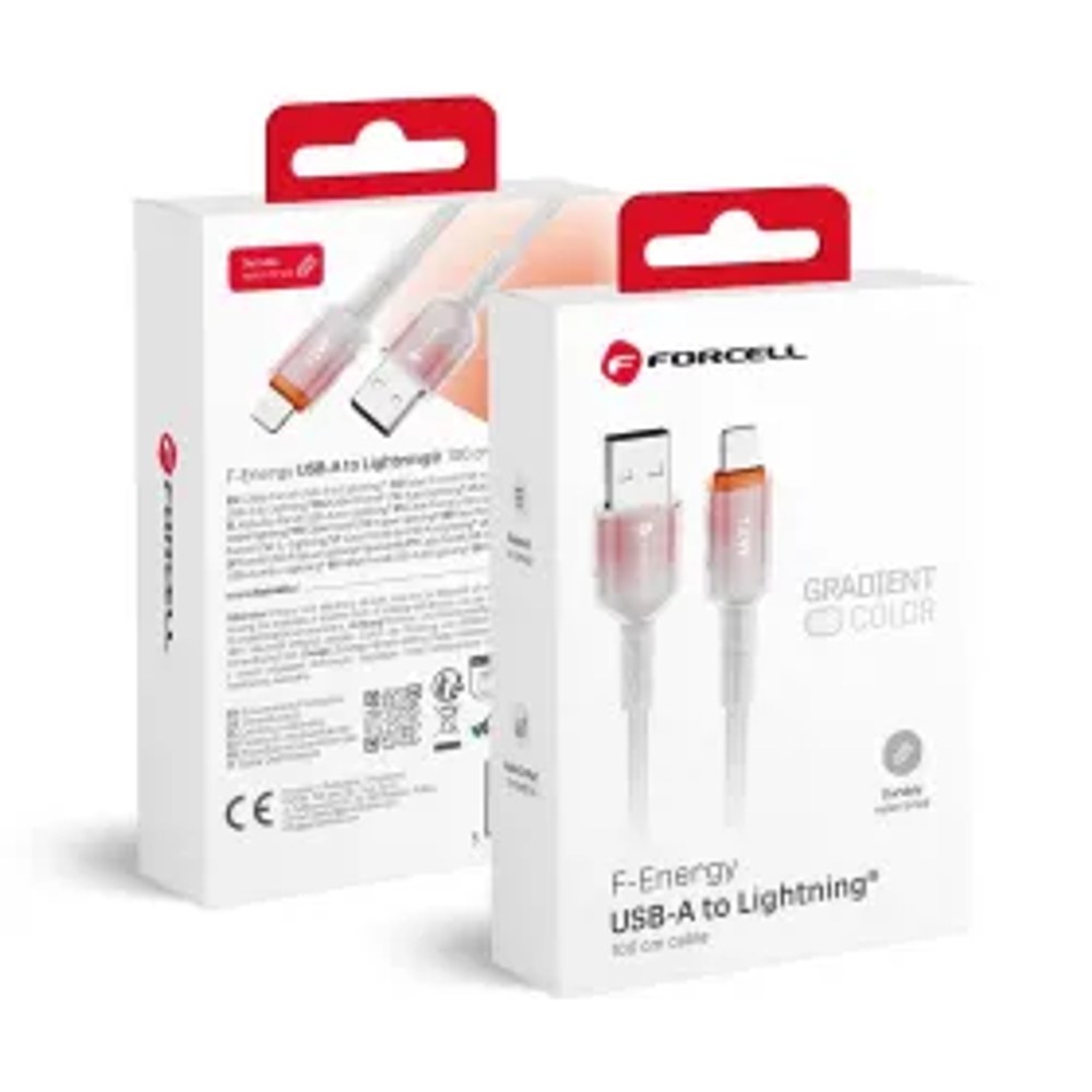F-ENERGY C353 kabel USB A na Lightning 2,4A 12W Gradient 1 m bílý