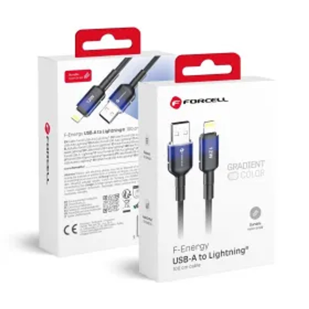 F-ENERGY C353 kabel USB A na Lightning 2,4A 12W Gradient 1 m černý