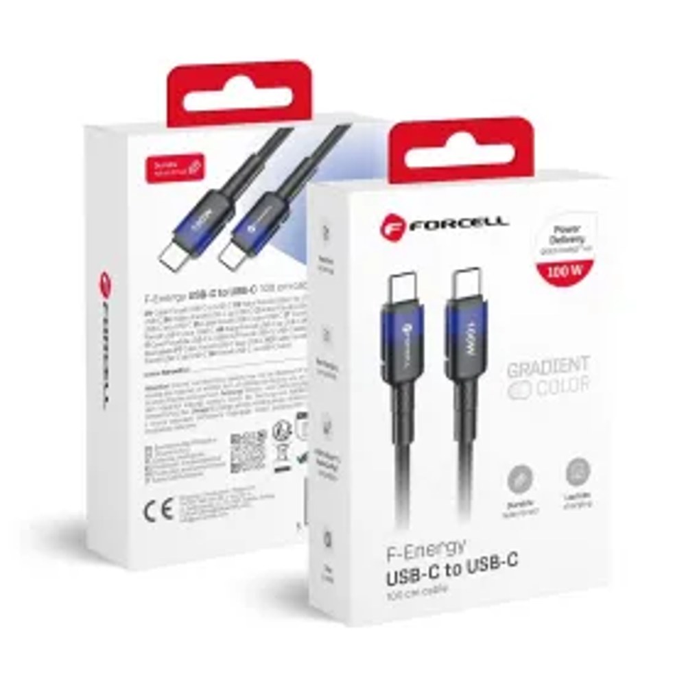 F-ENERGY C357 kabel typ C na typ C QC4.0 PD 5A 100W Gradient 1 m černý
