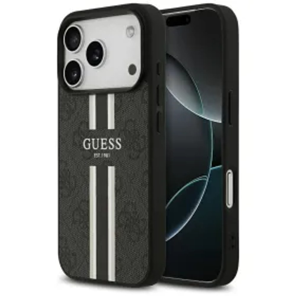 Pouzdro GUESS pro IPHONE 17 Pro kompatibilní s MagSafe GUHMP17LP4RPSK (4G Printed Stripes) černé