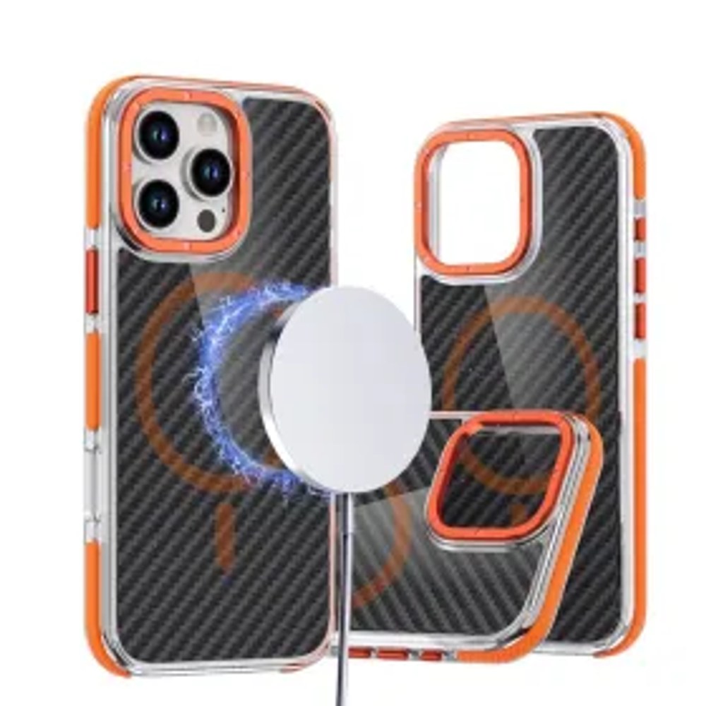 Pouzdro FIBER kompatibilní s MagSafe pro SAMSUNG A26 5G oranžové