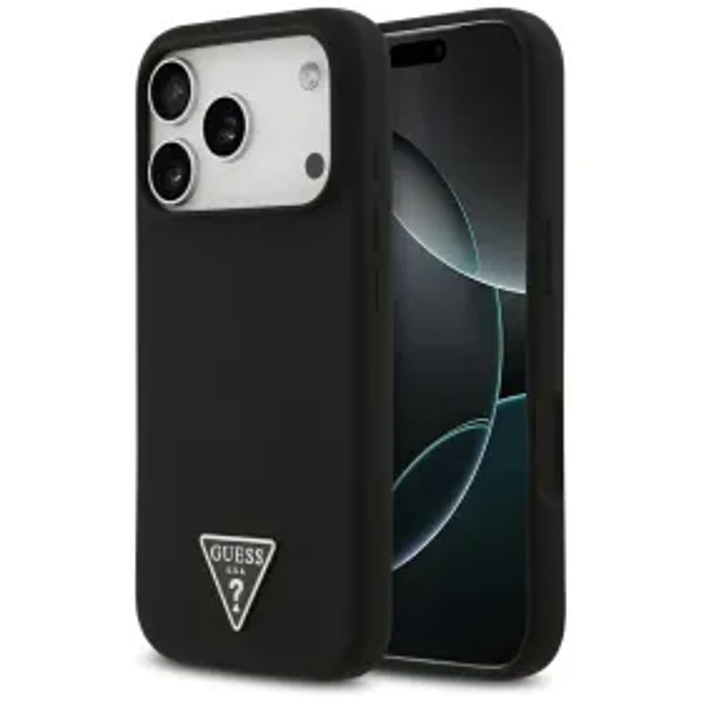 Pouzdro GUESS pro IPHONE 17 Pro kompatibilní s MagSafe GUHMP17LSCTRLMK (silikonové s trojúhelníkovým logem) černé