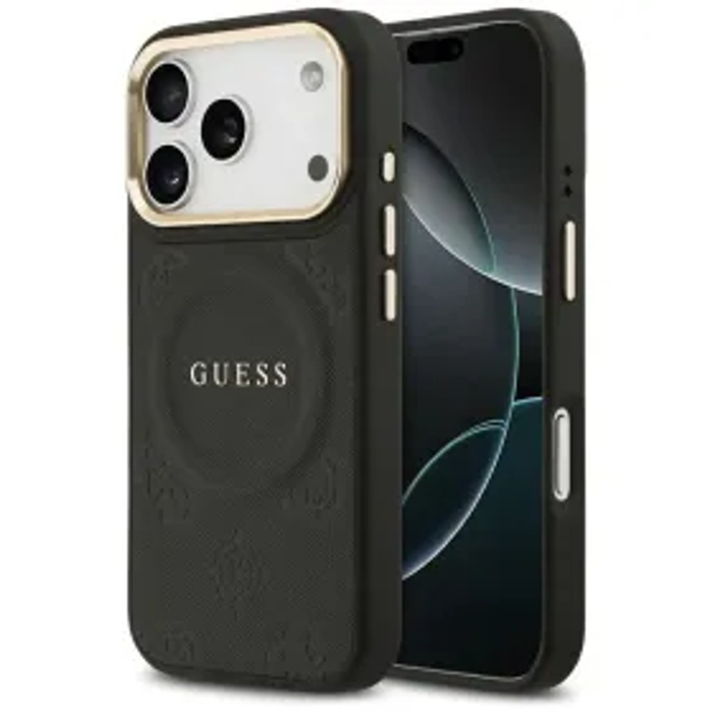 Pouzdro GUESS pro IPHONE 17 Pro kompatibilní s MagSafe GUHMP17LPSAMSECK (PU W/ Peony Hot Stamp) černé