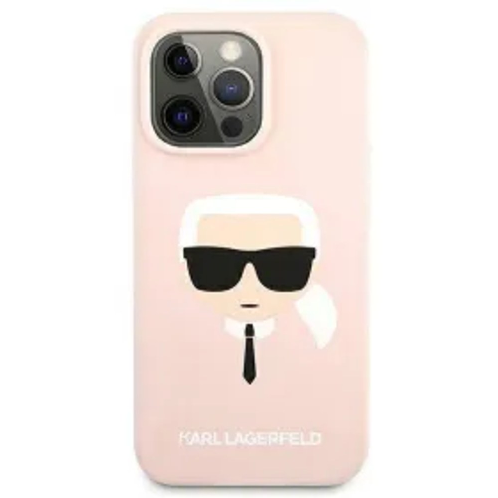 Originální čelní kryt KARL LAGERFELD KLHCP13LSLKHLP pro iPhone 13 PRO (Silikonová K. Hlava / světle růžová)