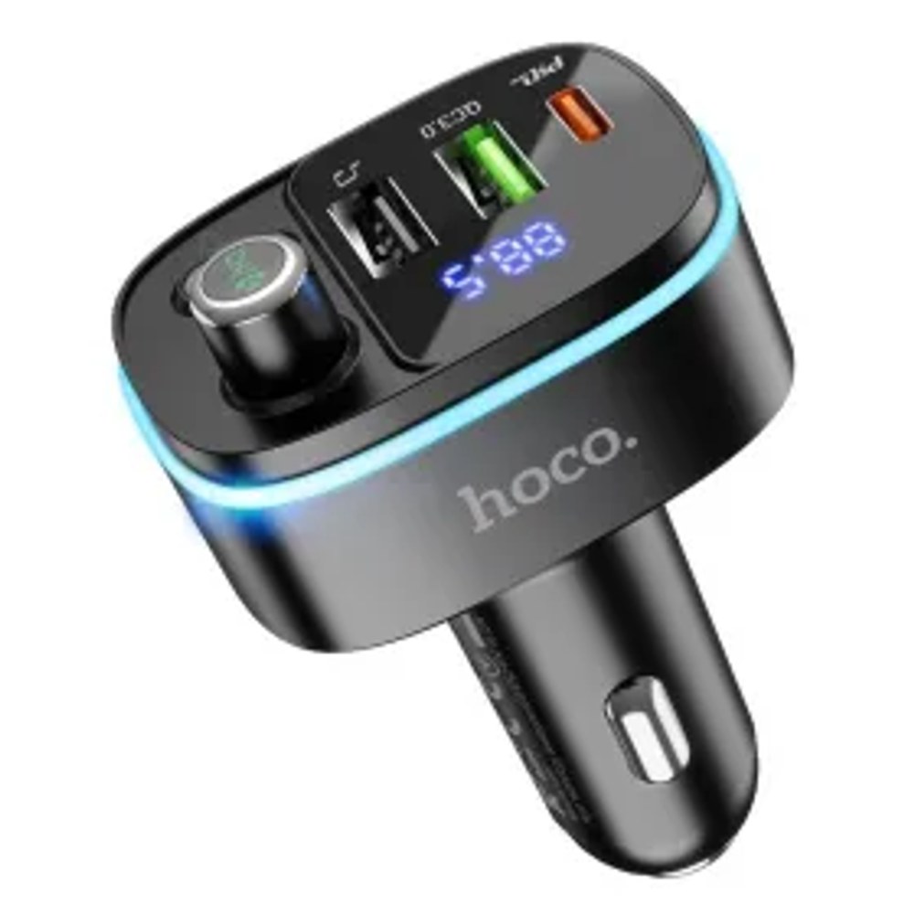 Vysílač HOCO FM Bluetooth + 2xUSB + Typ C PD20W + QC3.0 Fast E62 černý
