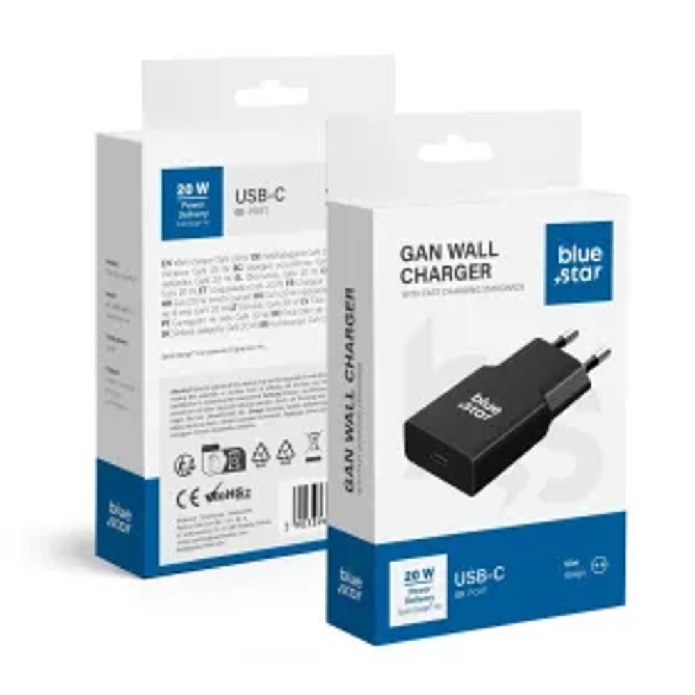 Cestovní nabíječka Blue Star Slim GaN 1x Type C PD QC4.0 3A 20W černá