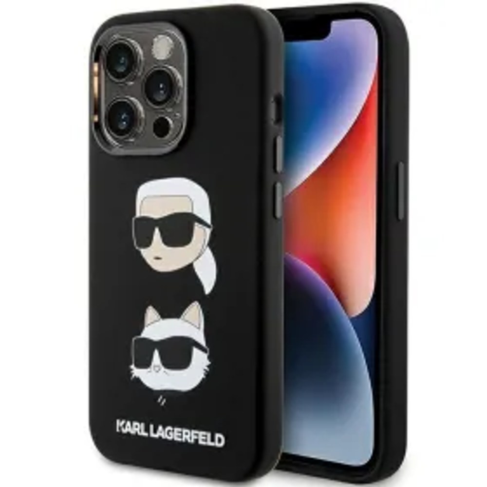 Originální čelní kryt KARL LAGERFELD KLHCP15XSDHKCNK pro iPhone 15 Pro Max (silikonový KC / černý)