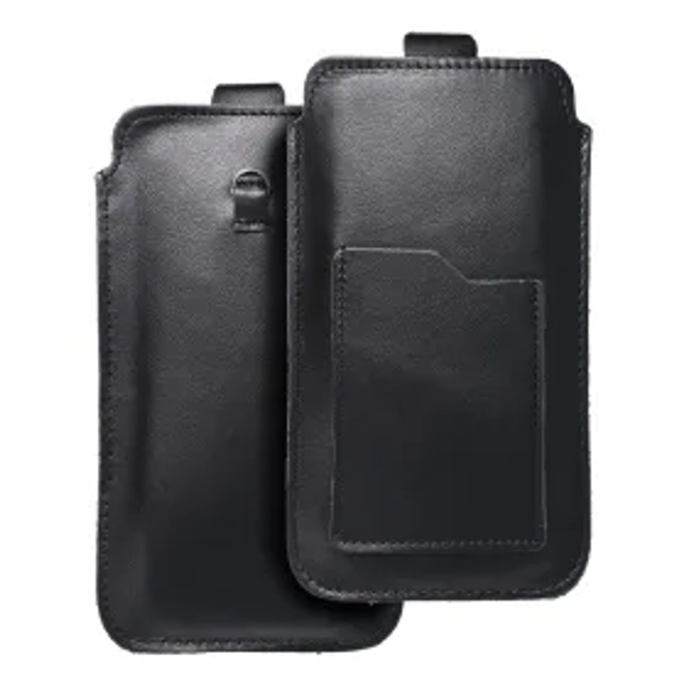 ROYAL - Kožená univerzální kapsa na blat / černá - Velikost V - pro SAMSUNG FLIP 1 / 2 / 3 / 4 / HUAWEI P50 Pocket / MOTOROLA RAZR 5G